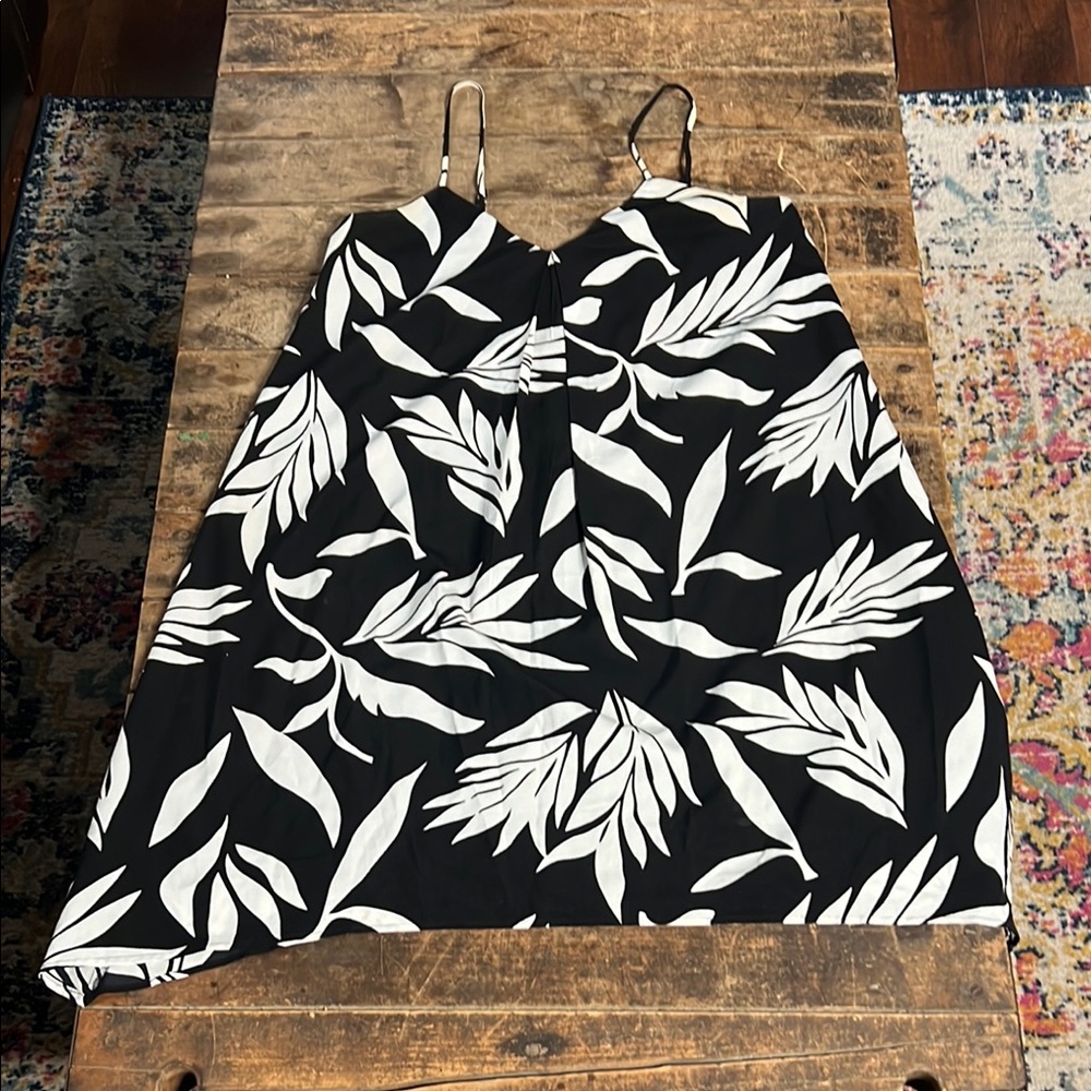 Black & White Leaf Print Cami Dress loft medium
